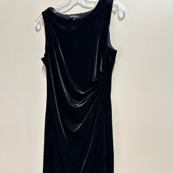 Jessica Black Velvet Sleeveless Dress Midi Size 10 Elegant Grand Party - Picture 3 of 11